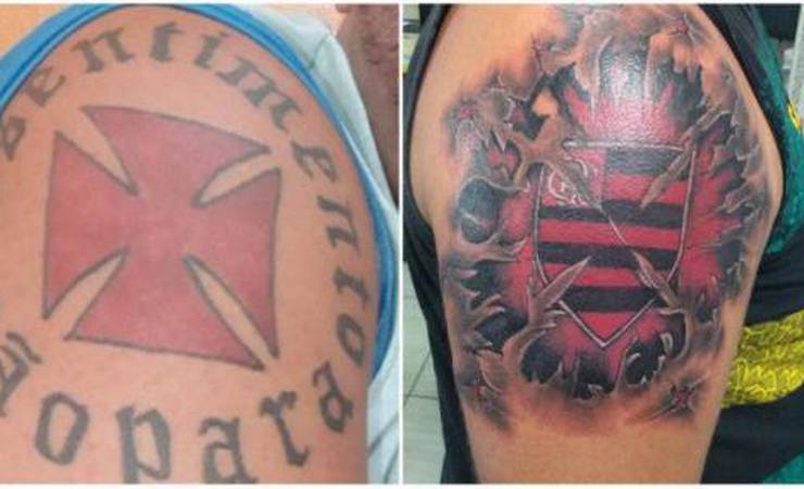 Ex-vascaíno cobre 'tattoo' com cruz-de-malta com escudo do Flamengo