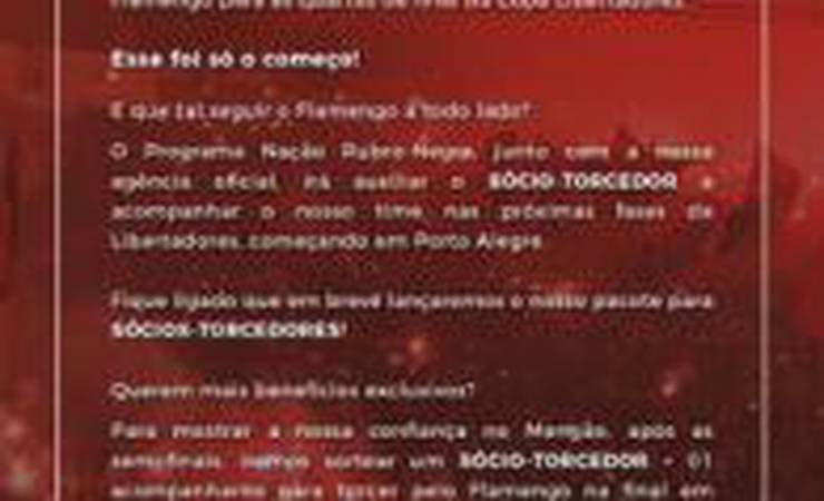 Ainda nas quartas, Flamengo anuncia sorteio para a final da Libertadores