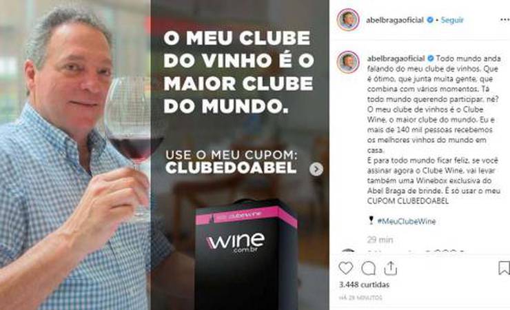 Abel Braga faz parceria com 'Clube de Vinho' e diz: 'O maior do mundo'