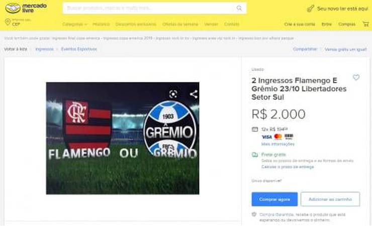 Cambistas vendem ingressos para Flamengo x Grêmio por até R$ 2.500
