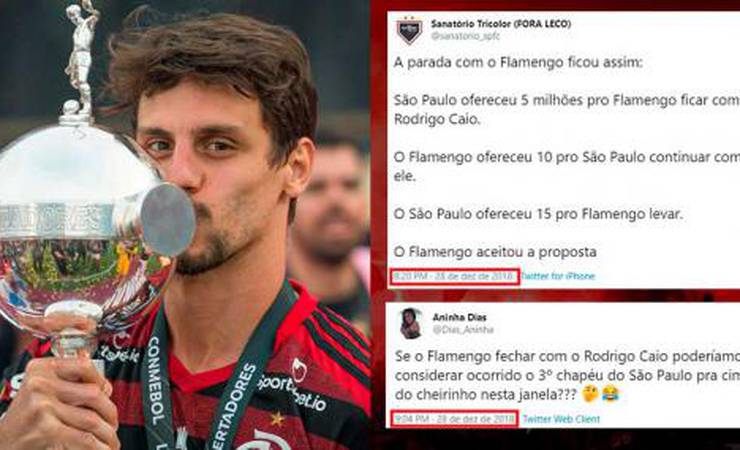 São-paulinos ironizaram contratação de Rodrigo Caio pelo Flamengo; relembre