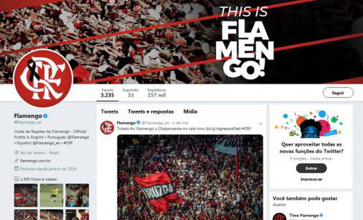 Perfis do Flamengo em espanhol e inglês passam por reestruturação para 2020