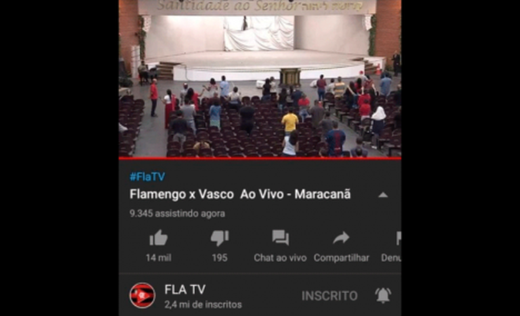 Transmissão da FlaTV é hackeada e troca pré-jogo de Vasco x Flamengo por culto