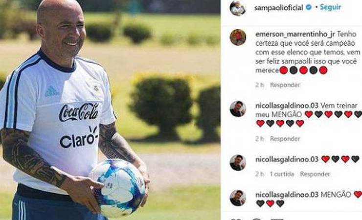 Torcedores do Flamengo invadem Instagram de Sampaoli com pedidos para acertar com o Rubro-Negro