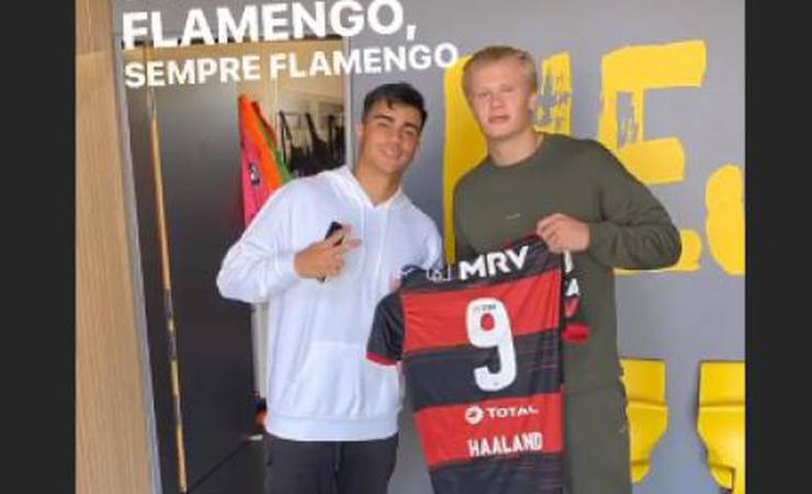 Haaland posta hino do Flamengo e agradece Reinier por camisa do clube