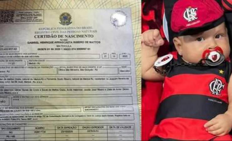 Promessa é dívida: torcedor batiza filho em homenagem a quatro jogadores do Flamengo; confira
