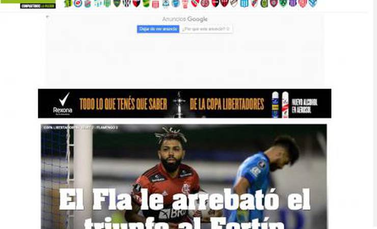 Jornal argentino destaca vitória dos 'monstros' do Flamengo na Libertadores e 'magia' de Gerson