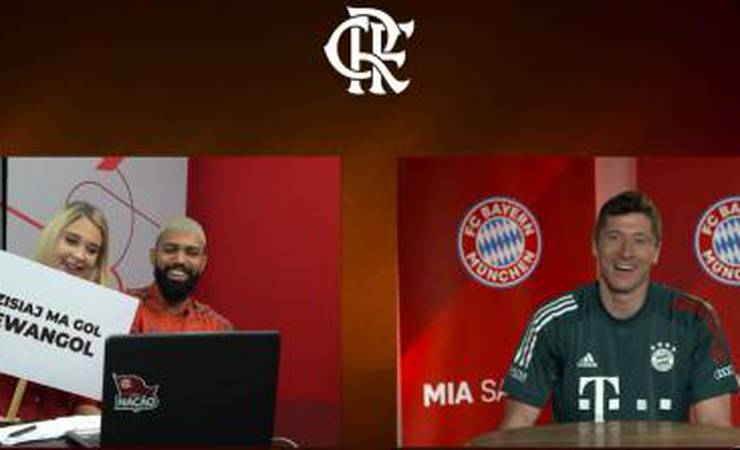 Em papo virtual na FlaTV, Gabigol faz Lewandowski dizer que jogará no Flamengo; assista