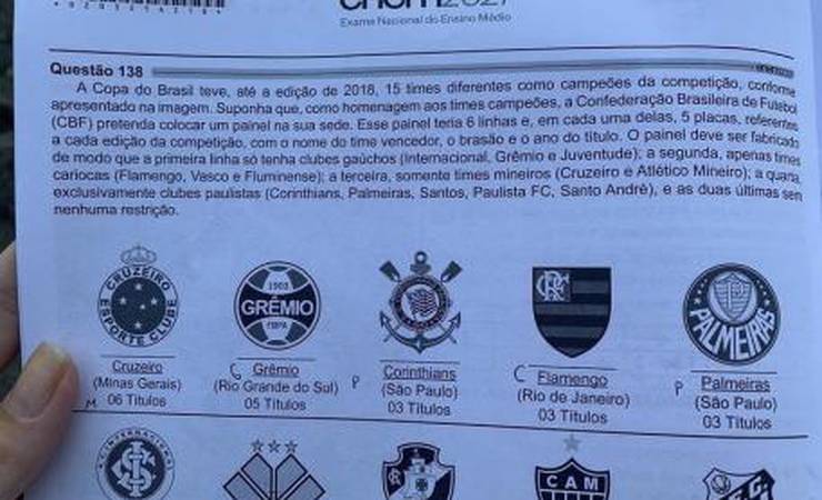 Enem 2021 tem questão sobre Copa do Brasil e rende brincadeiras na web: 'Chutei mais que jogador'