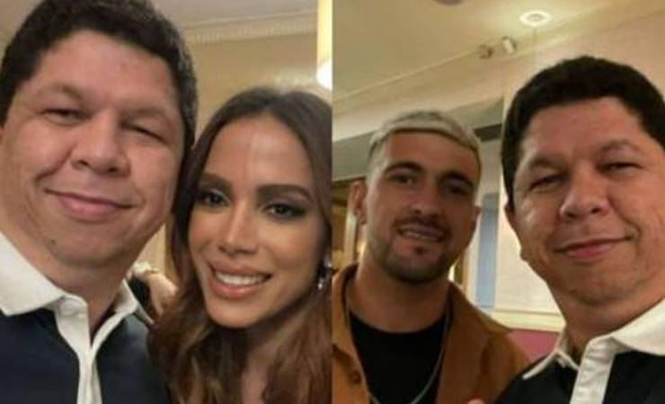 Coincidência? Arrascaeta, do Flamengo, e Anitta aparecem em fotos com fã no mesmo restaurante