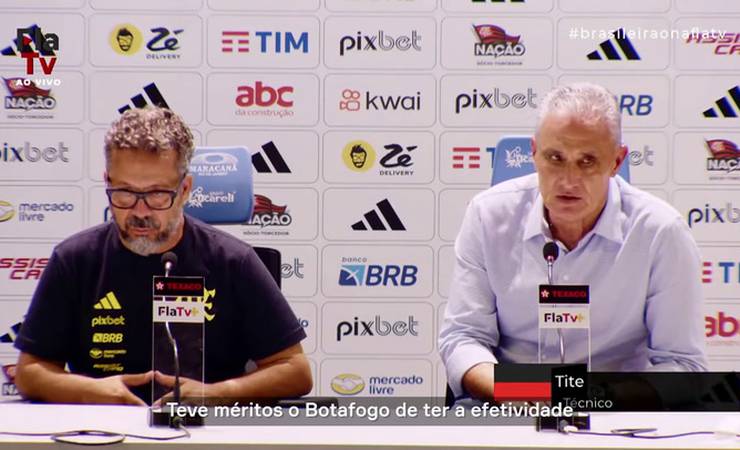Tite vê mérito do Botafogo e fala em Flamengo "dar um passo para atrás"