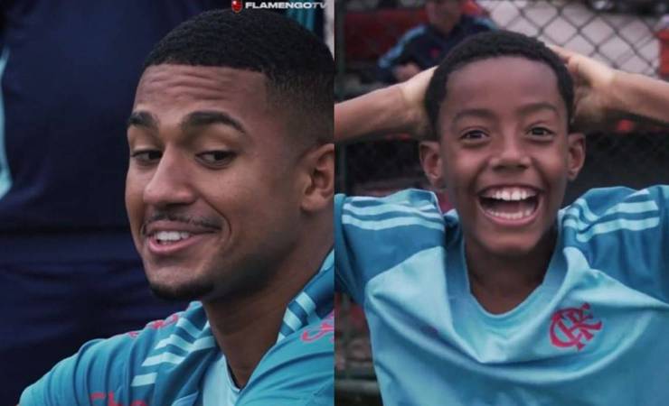 Flamengo celebra Dia das Crianças com jogadores interagindo no Ninho do Urubu