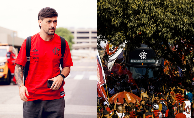 Nação Rubro-Negra faz festa no AeroFla e Arrascaeta destaca: "Que loucura meu Mengão"