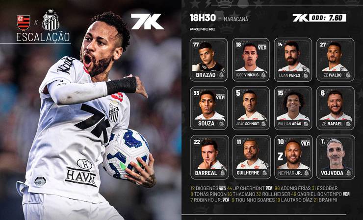 Santos divulga escalação com desfalques e foca na luta contra o Flamengo