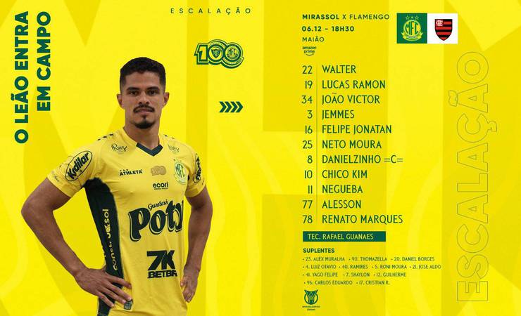 Flamengo encerra Brasileirão contra o Mirassol com time sub-20 no Maião