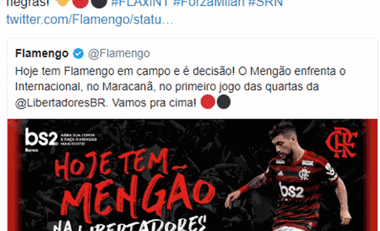 Milan e Inter de Milão se dividem e desejam sorte a Flamengo e Inter