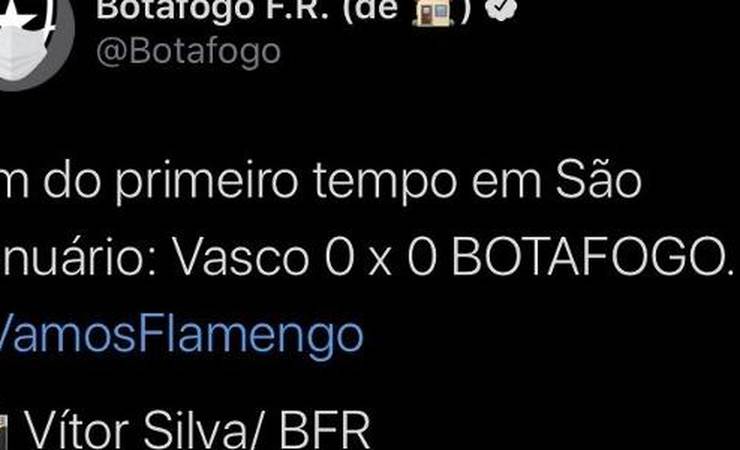 Botafogo vacila em postagem durante jogo com Vasco: "#VamosFlamengo"