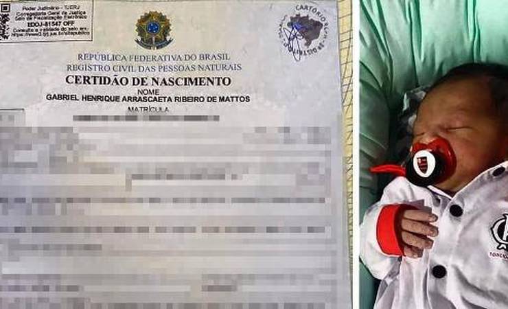 Torcedor paga promessa e batiza filho em homenagem a 4 jogadores do Flamengo
