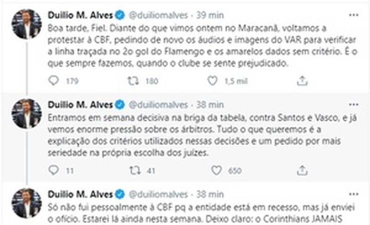 Corinthians reclama com CBF por causa de VAR e arbitragem