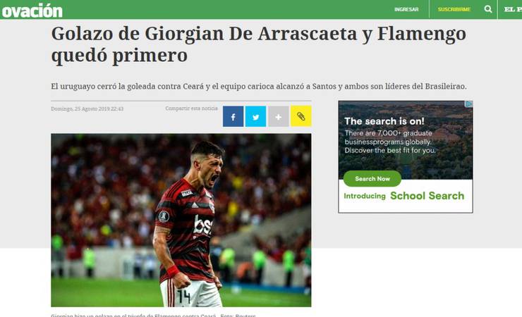 Golaço de Arrascaeta é destaque em jornais uruguaios: 'Espetacular'