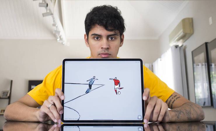 Artista desenha gol de Gabigol que colocou o Flamengo na final da Libertadores; veja