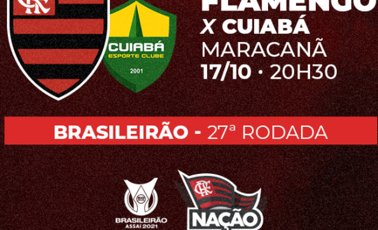 Venda de ingressos para Flamengo x Cuiabá começa às 14h desta quarta-feira (13)