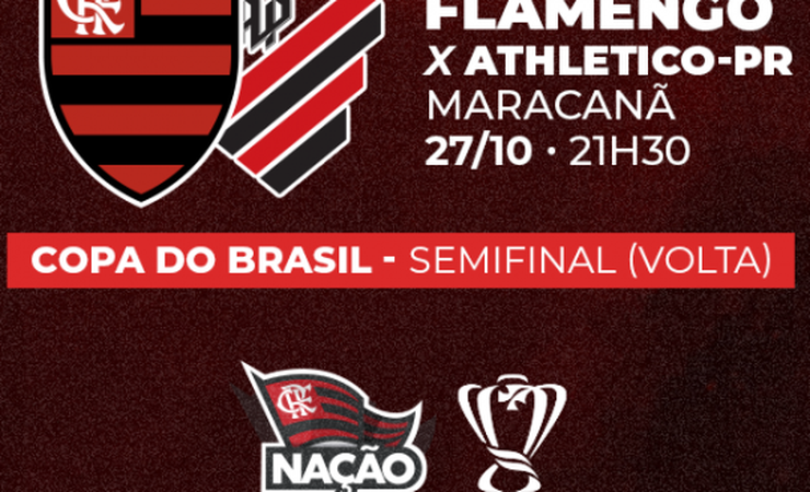 Venda de ingressos para Flamengo x Athletico-PR começa às 16h desta terça-feira (19)