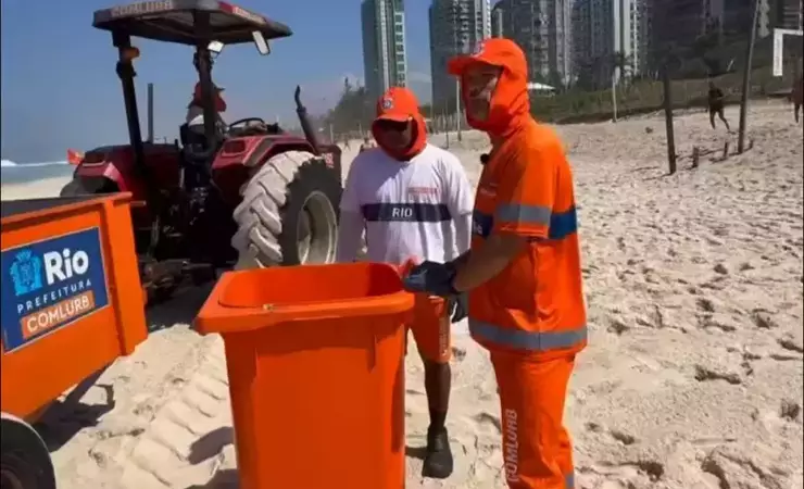 Diego Ribas atua como gari por um dia e destaca importância da limpeza urbana