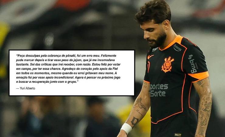 Yuri Alberto pede desculpas após pênalti perdido contra o Flamengo em jogo na Neo Química Arena