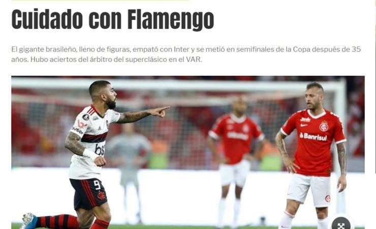 Classificação do Flamengo faz jornal argentino alertar Boca e River: 'Cuidado'
