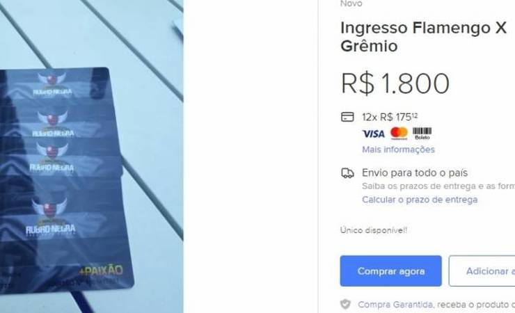 Ingressos para Flamengo e Grêmio são anunciados em site de vendas por até R$ 1800