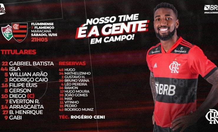 Com retorno de Gerson e Rodrigo Caio, Flamengo é confirmado para encarar o Fluminense
