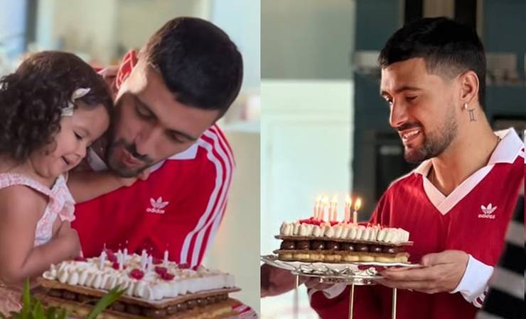 Arrascaeta ganha bolo de aniversário e declaração da mulher após goleada do Flamengo