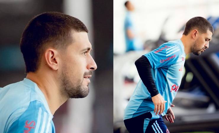Muso rubro-negro! Arrascaeta surge com visual novo em treino do Flamengo