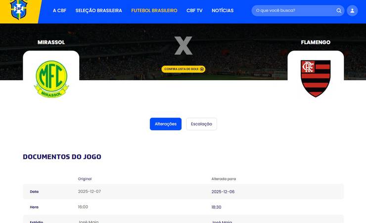 Flamengo e Mirassol: jogo antecipado para sábado às 18h30; sub-20 em campo