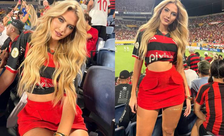Namorada de jogador, miss reforça torcida pelo Flamengo nos EUA: 'Sempre te amarei'