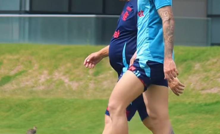Pedro evolui em recuperação de lesão no joelho e volta a realizar atividades em campo no Ninho do Urubu