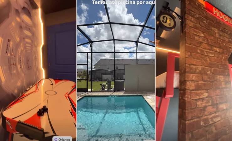 De fliperama a proteção contra urso: veja casa de Karoline Lima nos EUA para apoiar Léo Pereira, do Flamengo, no Mundial