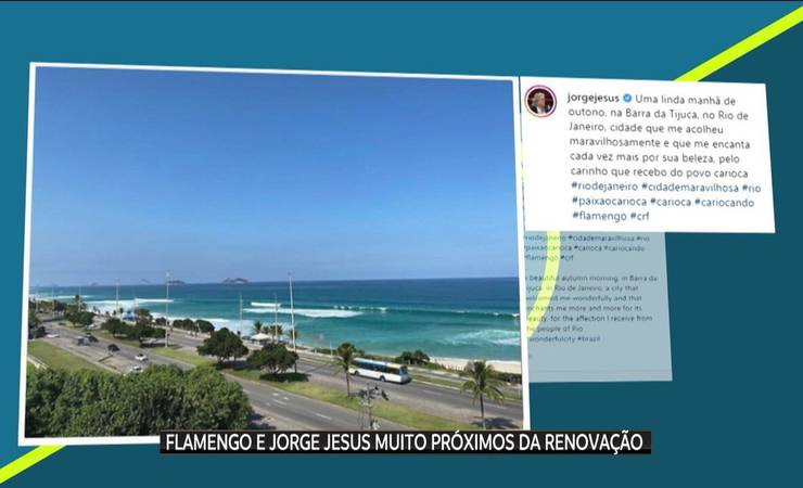 Muito perto: Eric Faria diz que renovação de Jorge Jesus com o Flamengo "está por pormenores"