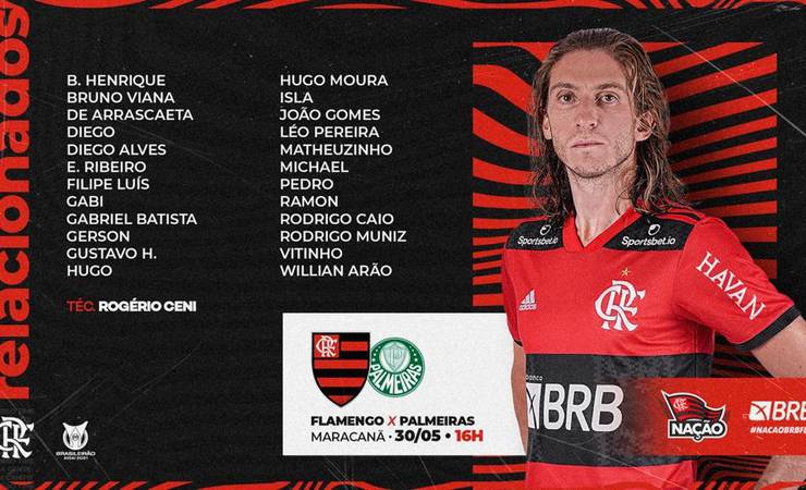Com as voltas de Arão e Bruno Henrique, Flamengo divulga a lista para encarar o Palmeiras