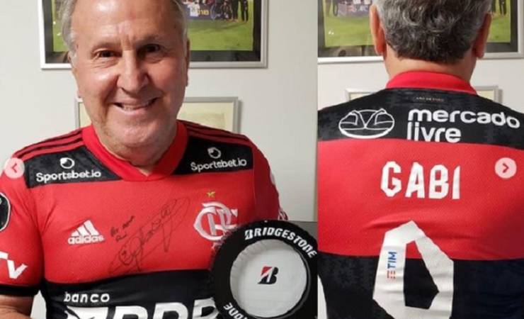Zico recebe presentes de Gabigol na Libertadores pelo Flamengo: "Gratidão total"
