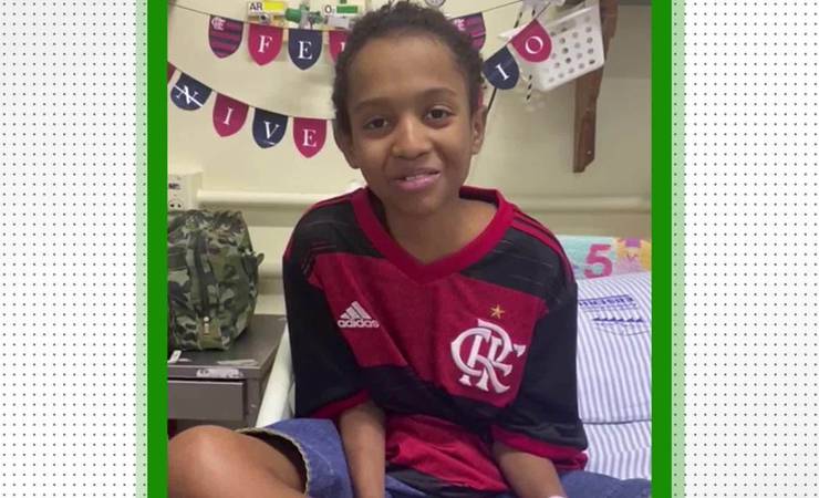 Garoto comemora aniversário no hospital, ganha camisa do Flamengo e manda recado para Gabigol: "Sonho ir ao Maracanã"