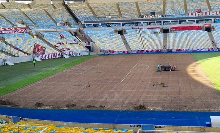 Força-tarefa: gramado do Maracanã passa por reforma de olho na final da Copa América; veja foto