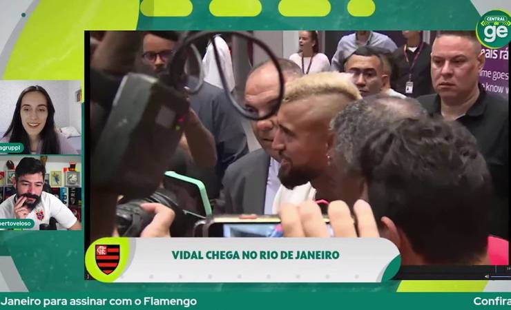 Vidal desembarca no Rio para assinar com Flamengo e é recebido com festa: "Momento feliz"