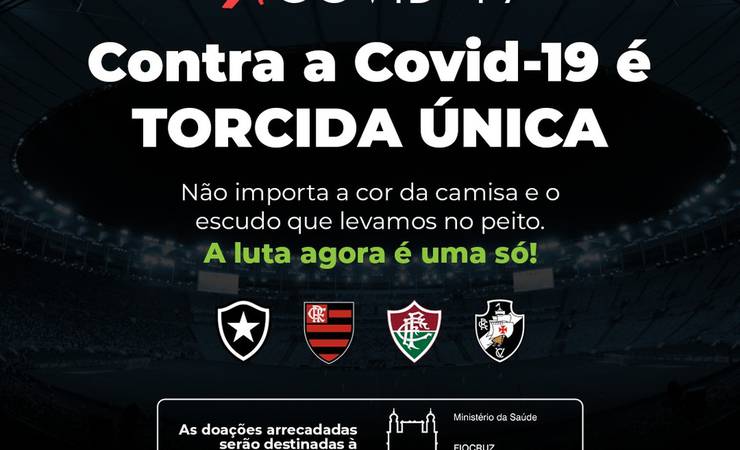 Botafogo, Flamengo, Fluminense e Vasco se unem em campanha contra o Covid-19: "Torcida única"