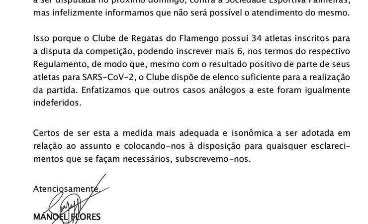 CBF defende medida "isonômica" e mantém Palmeiras x Flamengo; Rubro-Negros ainda aguardam STJD