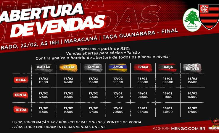 Sócios-torcedores do Flamengo já podem comprar ingresso para final da Taça Guanabara