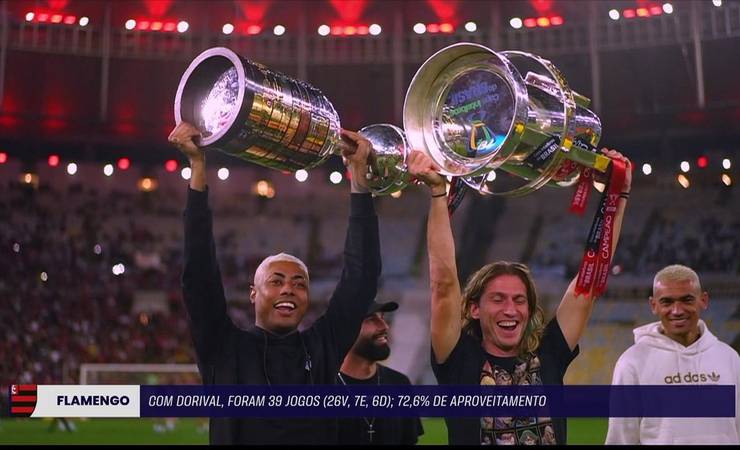 Flamengo faz volta olímpica com taças da Libertadores e Copa do Brasil no Maracanã