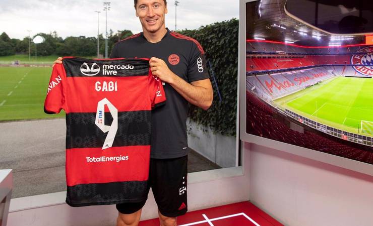 Gabigol e Lewandowski protagonizam troca de mensagens entre Flamengo e Bayern